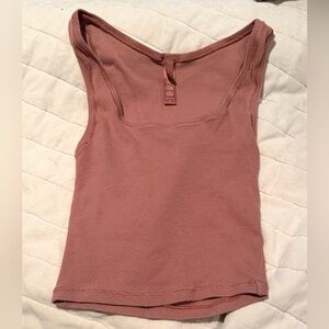 Skims Women's Pink Ribbed Tank Top